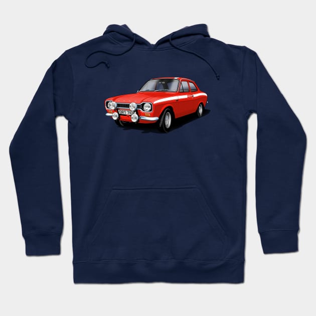 Mk 1 Ford Escort Mexico in red Hoodie by candcretro